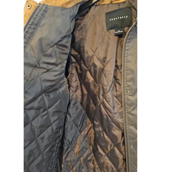 Sanctuary Size S Weather Resistant Jacket Corduroy Trim Utility Style Hooded - Picture 6 of 13